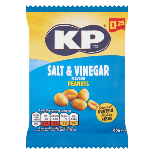 KP SALT & VINEGAR PEANUTS PMP £1.25 65G