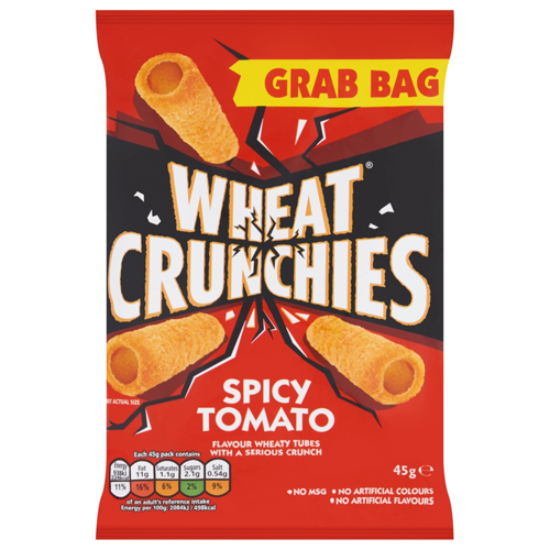 WHEAT CRUNCHIES SPICY TOMATO GRAB BAG CRISPS 45G