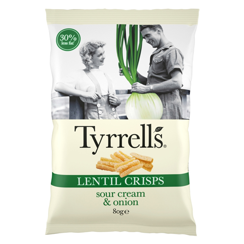 TYRRELLS LENTIL SHARING CRISPS SOUR CREAM & ONION 80G