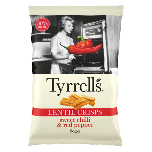 TYRRELLS LENTIL SHARING CRISPS SWEET CHILLI & RED PEPPER 80G