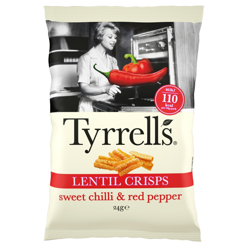 TYRRELLS LENTIL SWEET CHILLI & RED PEPPER 24G