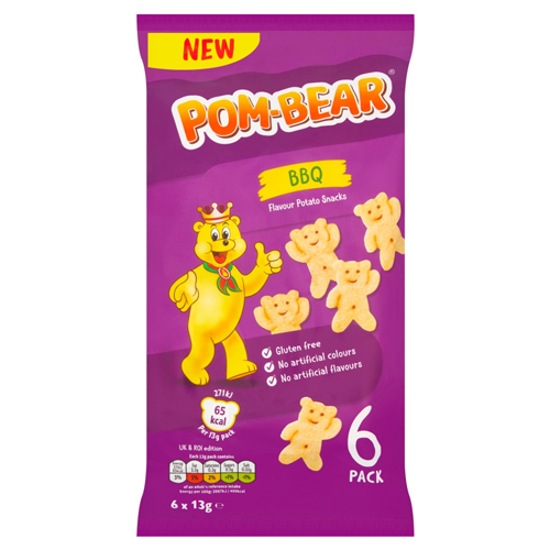 POM-BEAR BBQ CRISPS 6PK 13G