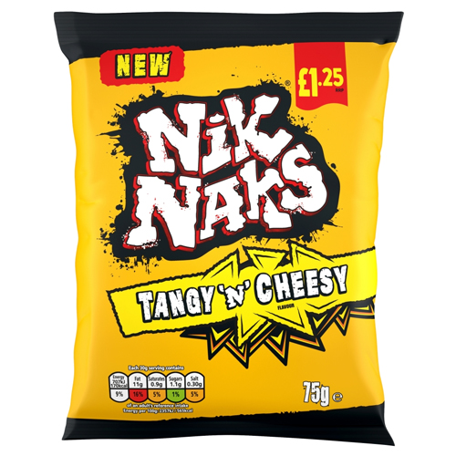 NIK NAKS TANGY 'N' CHEESY GRAB BAG CRISPS PMP £1.25 45G