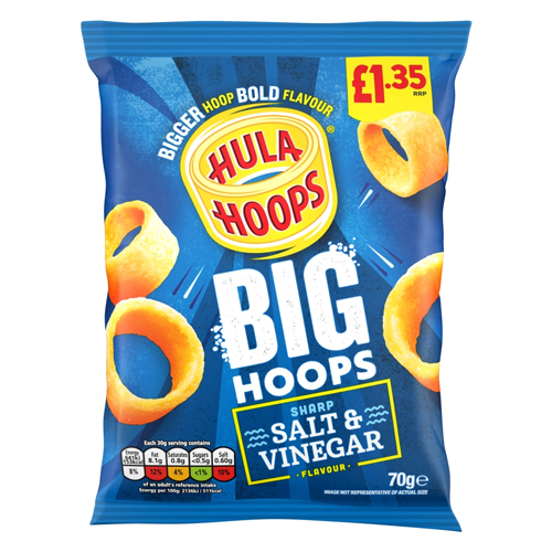 HULA HOOPS BIG HOOPS SALT & VINEGAR PMP £1.35 70G
