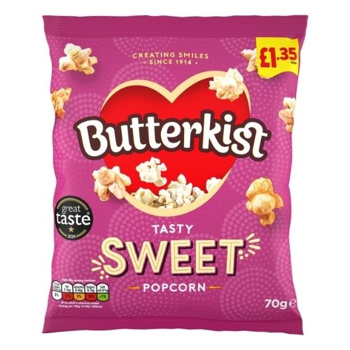 BUTTERKIST SWEET POPCORN PMP £1.35 70G