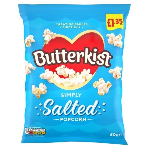 BUTTERKIST SIMPLY SALTED POPCORN PMP £1.35 50G