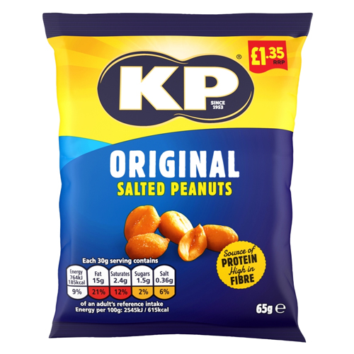 KP ORIGINAL SALTED PEANUTS PMP £1.35 65G