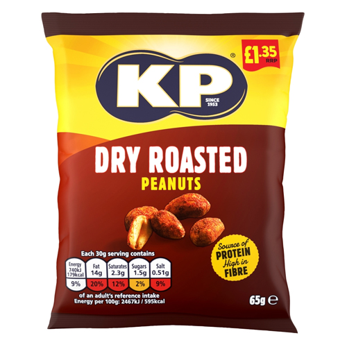 KP DRY ROASTED PEANUTS PMP £1.35 65G