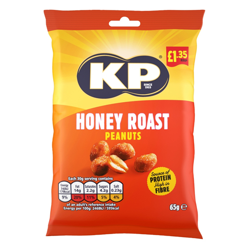 KP HONEY ROAST PEANUTS PMP £1.35 65G
