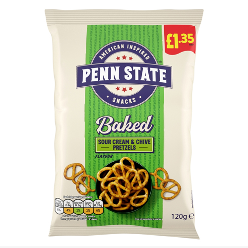 PENN STATE SOUR CREAM & CHIVE PRETZELS PMP £1.35 120G