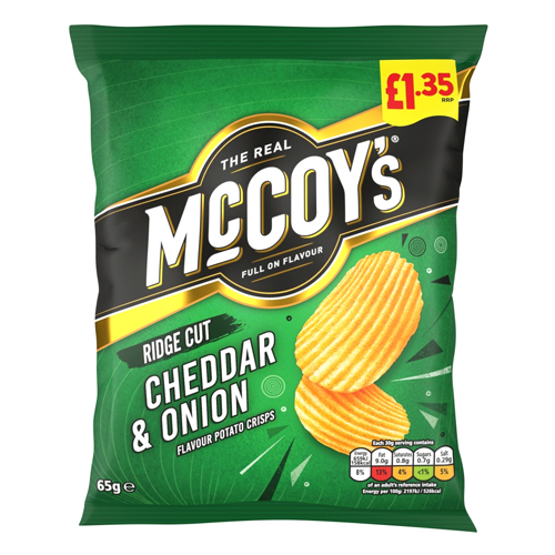 MCCOY'S CHEDDAR & ONION CRISPS PMP £1.35 65G