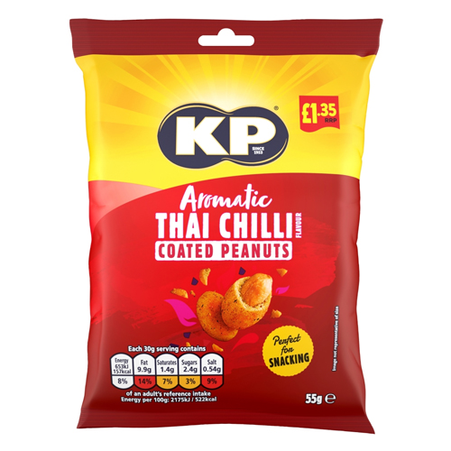 KP THAI CHILLI COATED PEANUTS PMP £1.35 55G