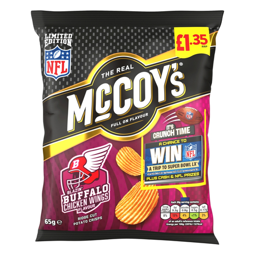 MCCOY'S BLAZIN' BUFFALO CHICKEN WINGS CRISPS PMP £1.35 65G