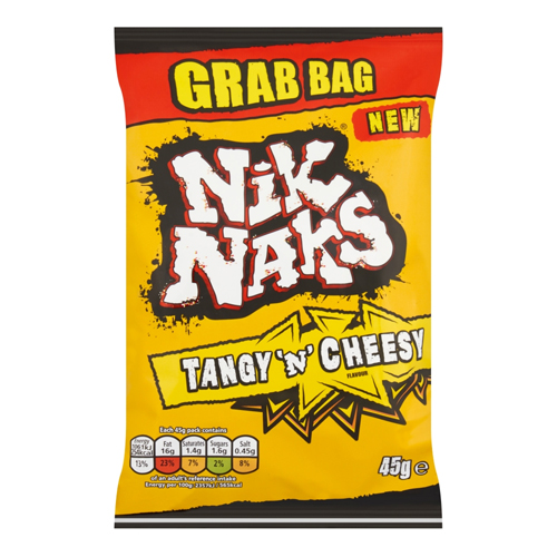 NIK NAKS TANGY 'N' CHEESY GRAB BAG CRISPS 45G