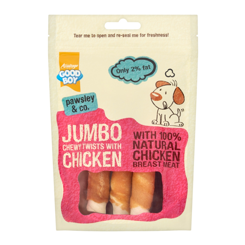 GOOD BOY PAWSLEY & CO. JUMBO CHEWY TWISTS WITH CHICKEN 100G