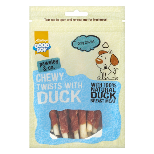 GOOD BOY PAWSLEY & CO. CHEWY TWISTS WITH DUCK 90G