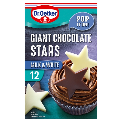 DR.OETKER 12 GIANT CHOCOLATE STARS MILK & WHITE 20G