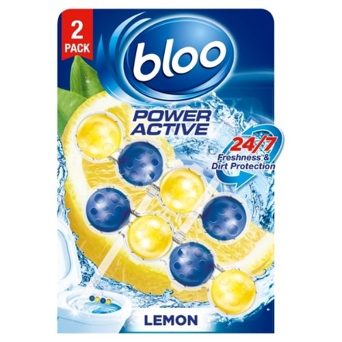 BLOO POWER ACTIVE LEMON TOILET RIM BLOCKS 2PK 50G