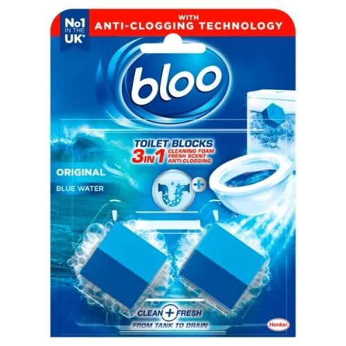 BLOO 2IN1 IN-CISTERN ORIGINAL BLUE TOILET BLOCKS 2PK 50G