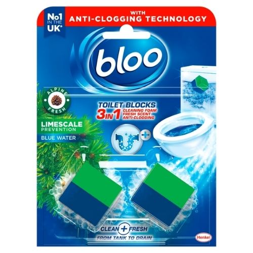 BLOO 2IN1 IN-CISTERN LIMESCALE PREVENTION TOILET BLOCKS 2PK 50G (100G)