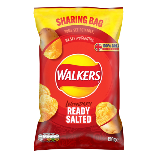 WALKERS READY SALTED SHARING CRISPS 150G