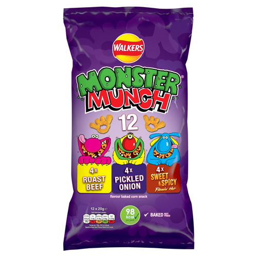 WALKERS MONSTER MUNCH VARIETY SNACKS 12PK 20G