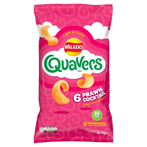WALKERS QUAVERS PRAWN COCKTAIL SNACKS 6PK 16G