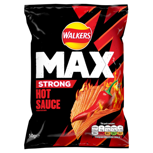 WALKERS MAX STRONG HOT SAUCE GRAB BAG CRISPS 50G