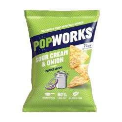 POPWORKS PROTEIN SOUR CREAM & ONION POPPED CRISPS 85G