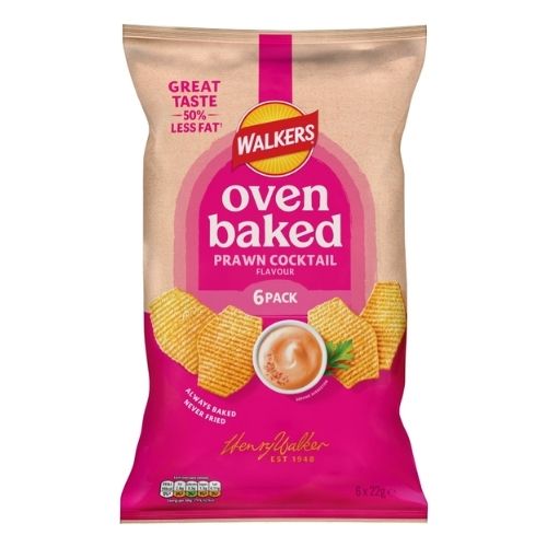 WALKERS BAKED PRAWN COCKTAIL CRISPS 6PK 22G
