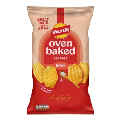WALKERS BAKED SEA SALT SNACKS CRISPS 6PK 22G