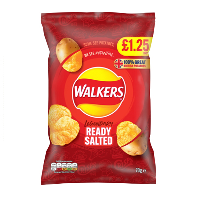 WALKERS READY SALTED CRISPS PMP £1.25 70G