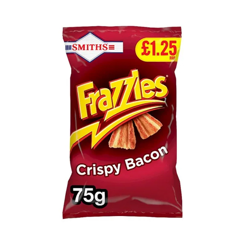 SMITH'S FRAZZLES CRISPY BACON SNACKS PMP £1.25 75G