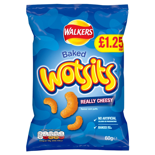 WALKERS WOTSITS CHEESE SNACKS PMP £1.25 60G