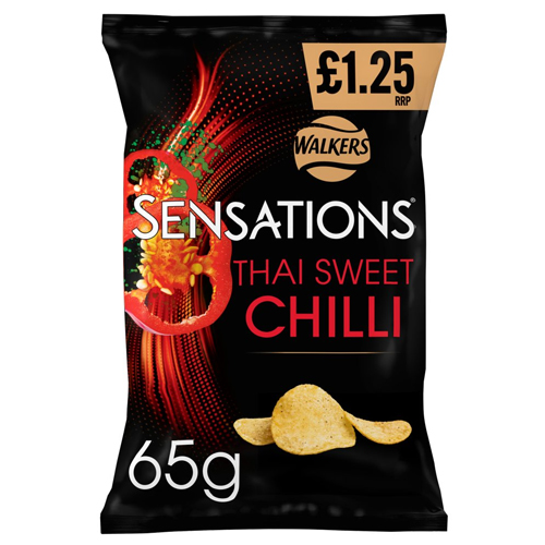 WALKERS SENSATIONS THAI SWEET CHILLI CRISPS PMP £1.25 65G