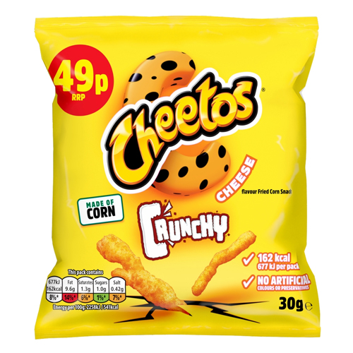 CHEETOS CRUNCHY CHEESE SNACKS CRISPS PMP 49P 30G