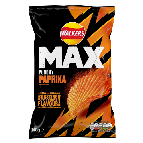 WALKERS MAX PUNCHY PAPRIKA SHARING CRISPS 140G