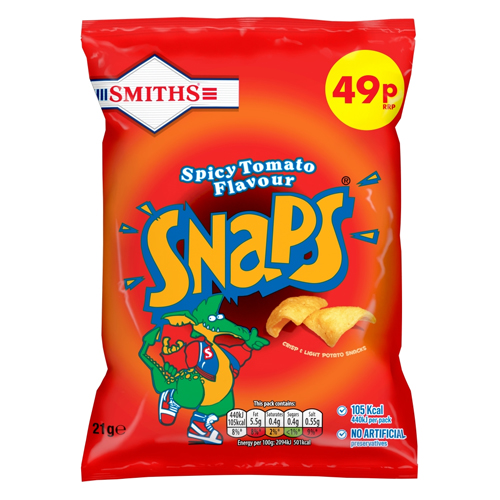 SMITH'S SNAPS SPICY TOMATO SNACKS PMP 49P 21G