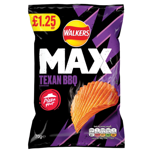 WALKERS MAX PIZZA HUT TEXAS BBQ PMP £1.25 70G