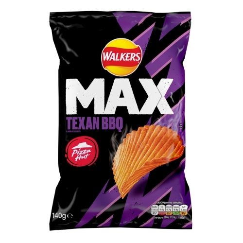 WALKERS MAX PIZZA HUT TEXAN BBQ SHARING CRISPS 140G