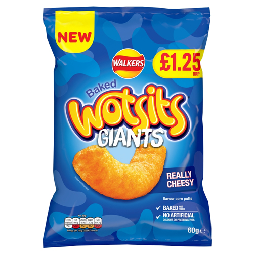 WALKERS WOTSITS GIANTS REALLY CHEESY PMP £1.25 60G