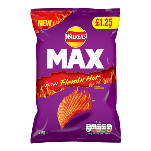 WALKERS MAX EXTRA FLAMIN HOT PMP £1.25 70G
