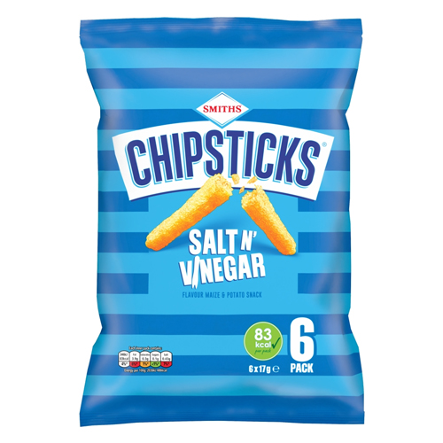 SMITH'S SALT AND VINEGAR CHIPSTICKS 6PK 17G