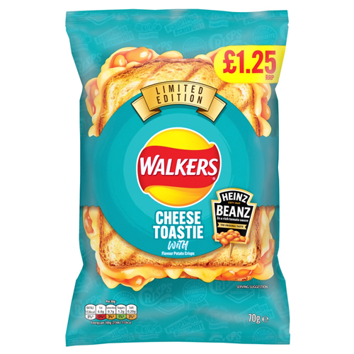 WALKERS HEINZ CHEESEY BAKED BEANS PMP £1.25 18X 70G