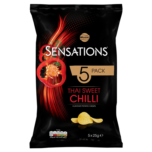WALKERS SENSATIONS THAI SWEET CHILLI CRISPS 12X 5PK 25G