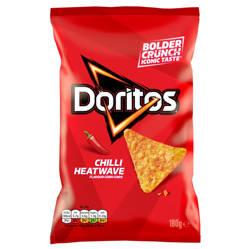 DORITOS CHILLI HEATWAVE FLAVOUR CORN CHIPS 180G