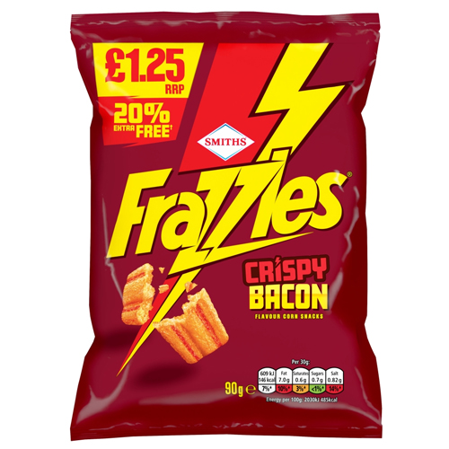 FRAZZLES BACON CRISPS SHARING BAG CRISPS PMP £1.25 91G