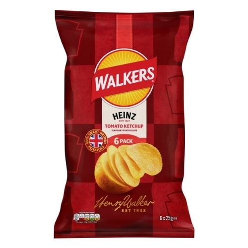 WALKERS HEINZ TOMATO KETCHUP 6PK 25G