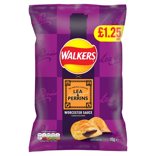WALKERS WORCESTER SAUCE LEA & PERRINS SHARING CRISPS PMP £1.25 70G