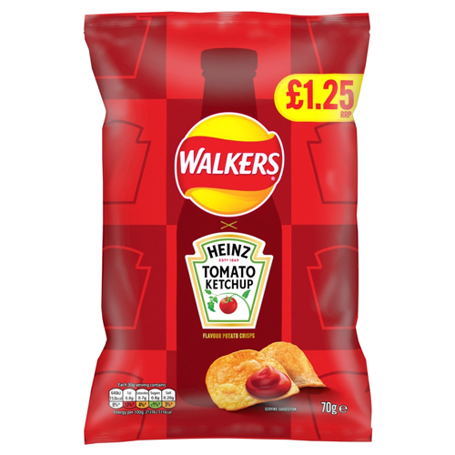 WALKERS HEINZ TOMATO KETCHUP SHARING CRISPS PMP £1.25 70G